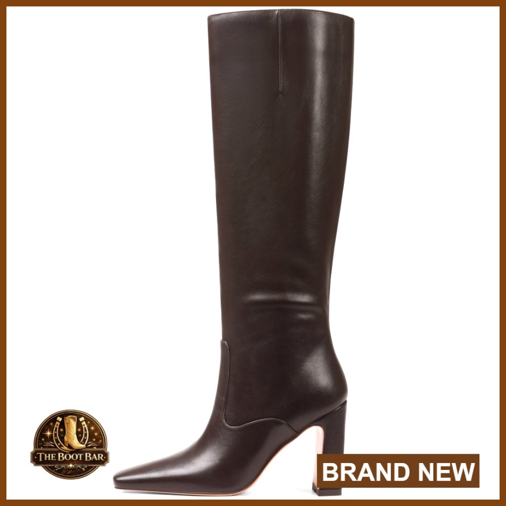 Knee High Boots Chunky Block Heel Square Toe Side Zipper Fashion Boots